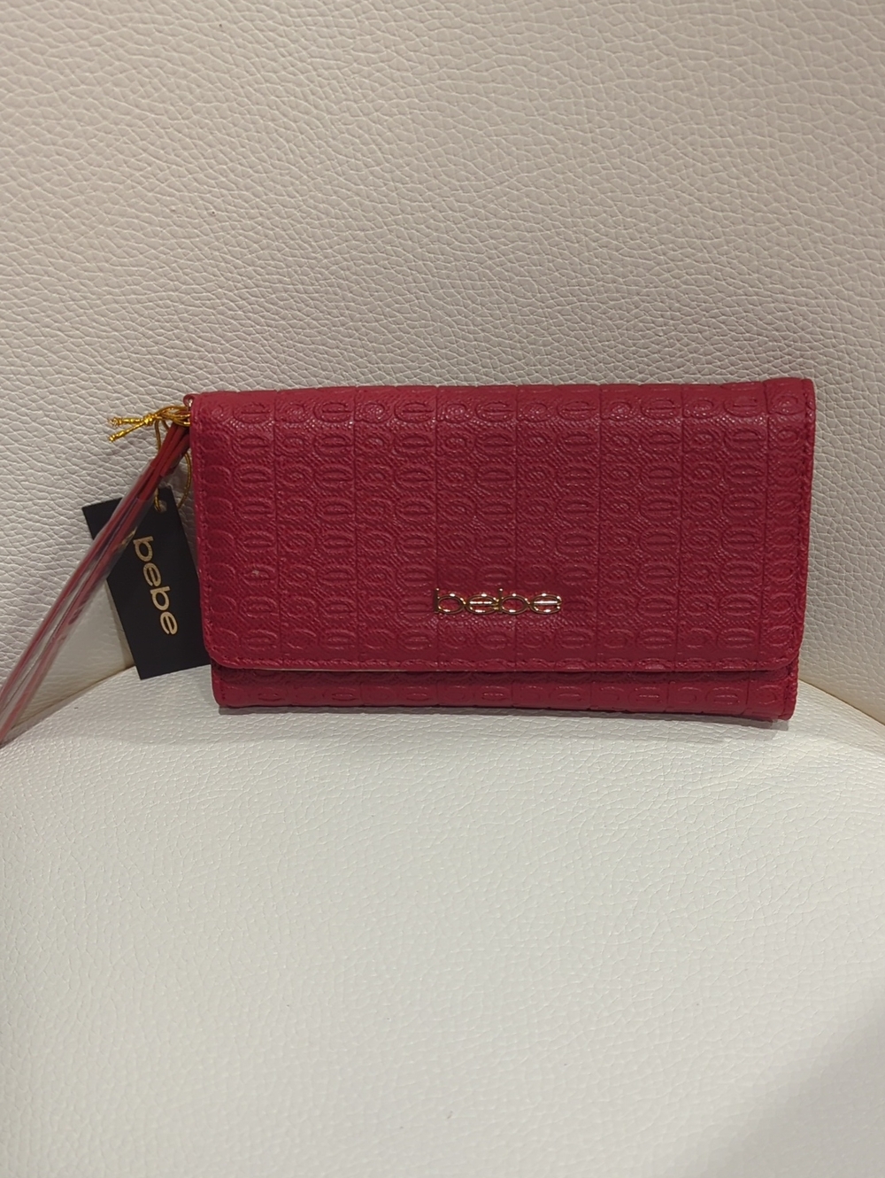 bebe Quilted Fold-Over Wallet - Red